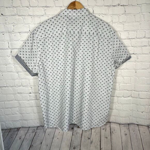 Johnston & Murphy XXL Skull All over Print AOP Button Down Shirt Crossbones - Picture 7 of 10